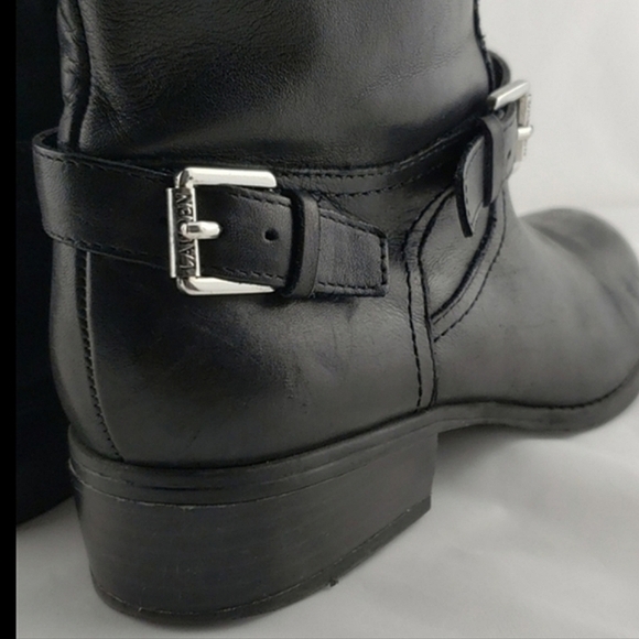 Ralph Lauren Mesi Black Leather Ankle Boots Dual Buckle Strap Almond Toe Size 6B - Picture 8 of 15